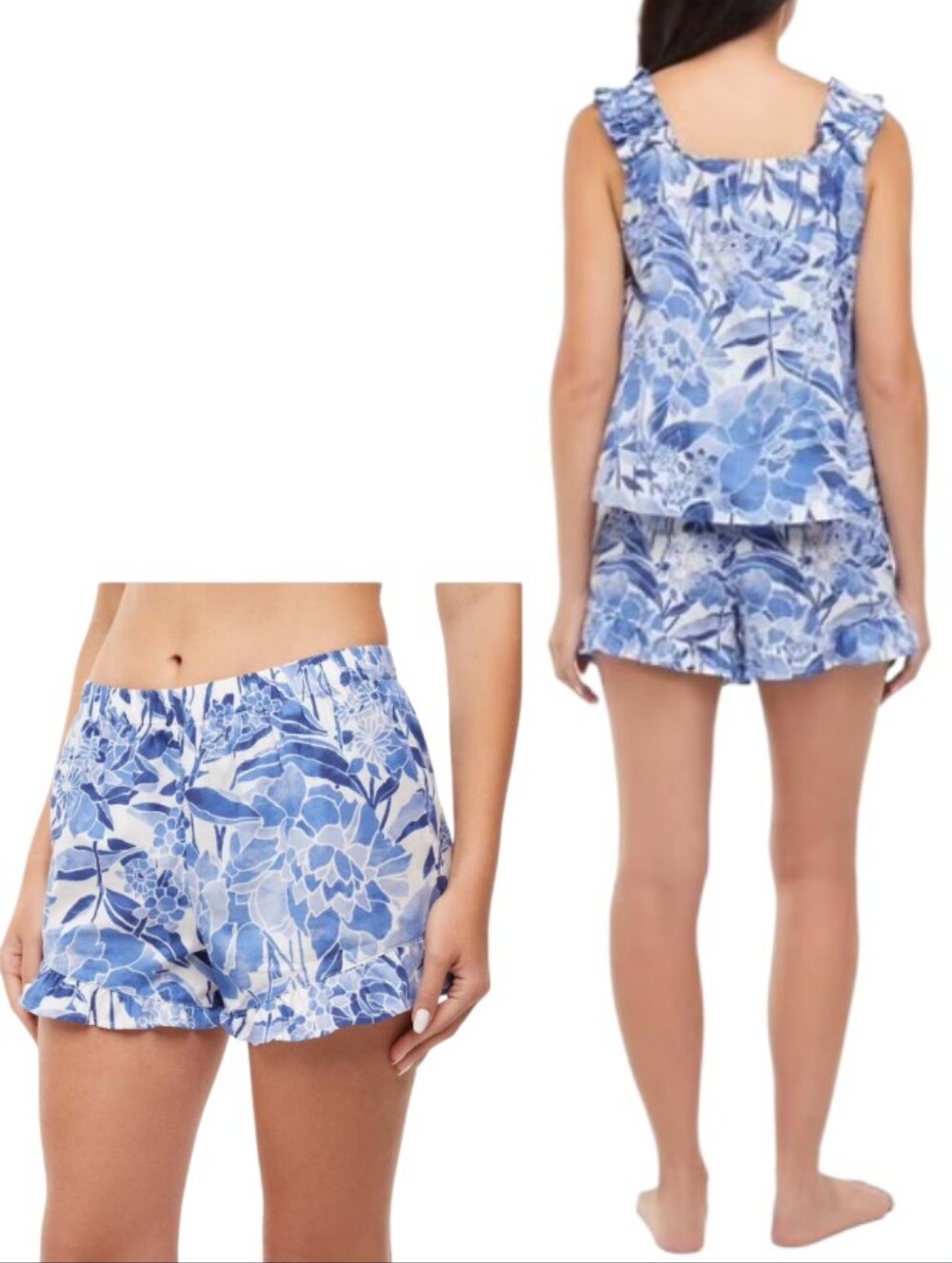 GAP Ruffle Tank Shorts Sleep Set Floral Print - Picture 3 of 11